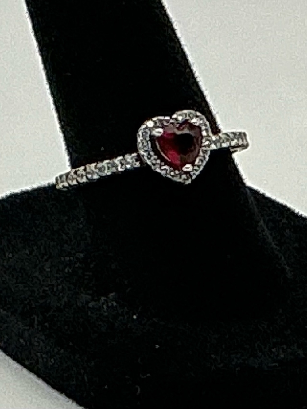 Pandora Red Heart Halo Sterling Silver Ring Size 6.5